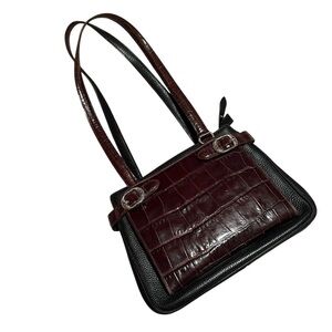 Brighton Purse Black & Brown Croc-Embossed Shoulder Bag Organizer See Details